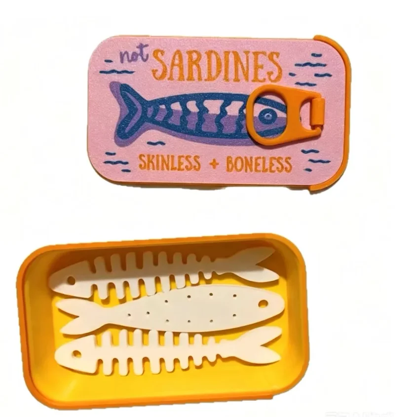 3D Printed Sardine Can Shaped Jewelry Storage Box Cute Portable Organizer For Earrings Necklaces Small Trinkets