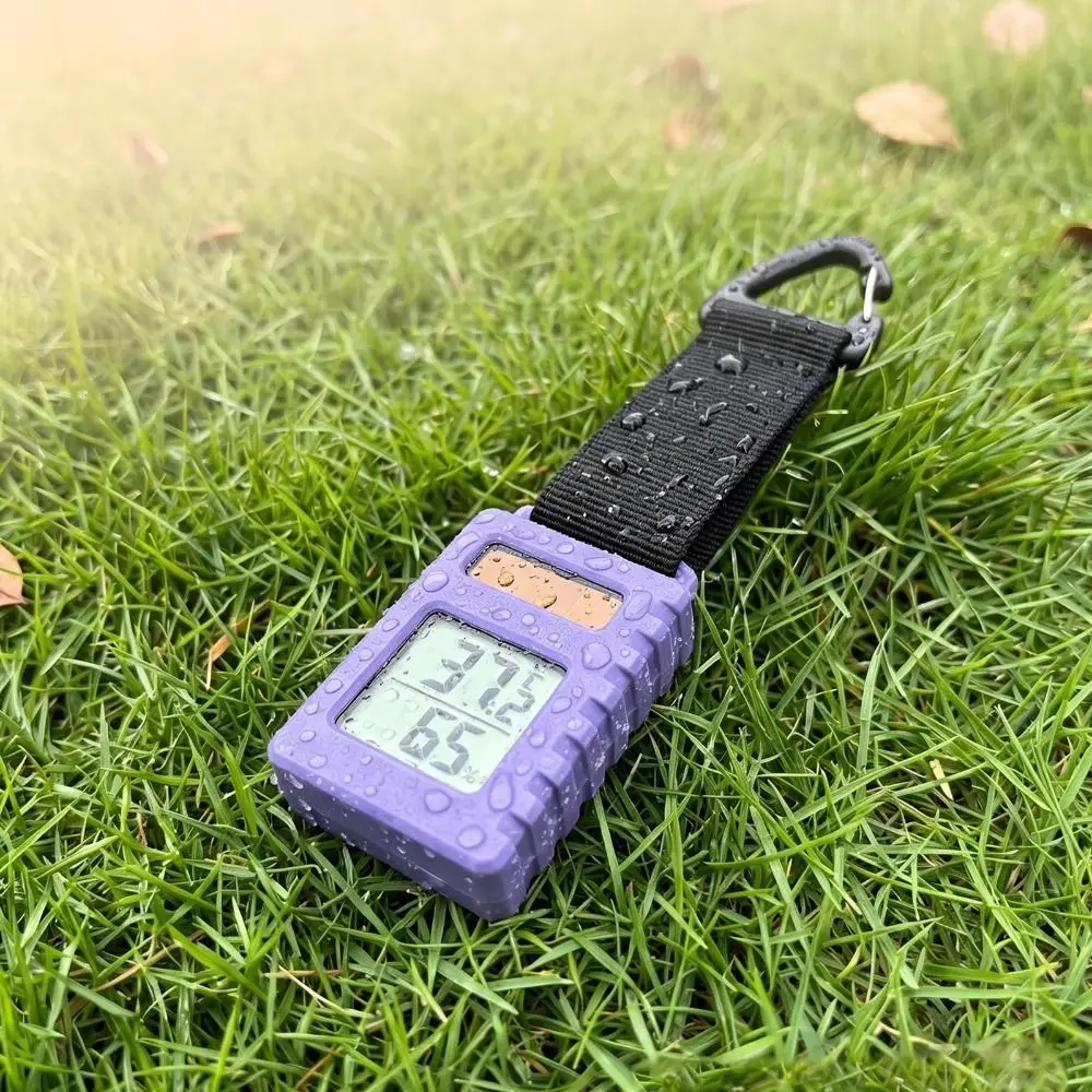 Rechargeable Solar Thermometer Hygrometer Ultra Light Digital Screen Temp Humidity Monitor Sturdy Hook Compact Size