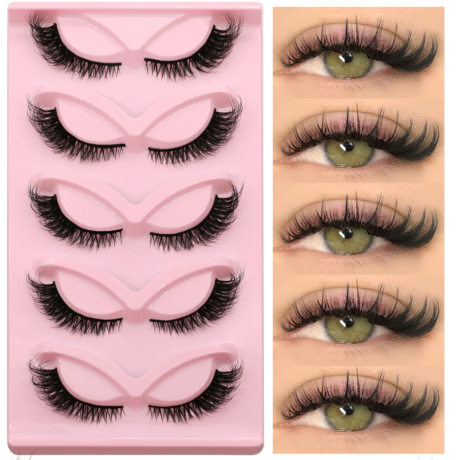 Veltrinay False Eyelashes Cat Eye Lashes Manga Lashes Faux Mink Eyelashes Natural Long Winged End Eye Elongated Lashes Makeup