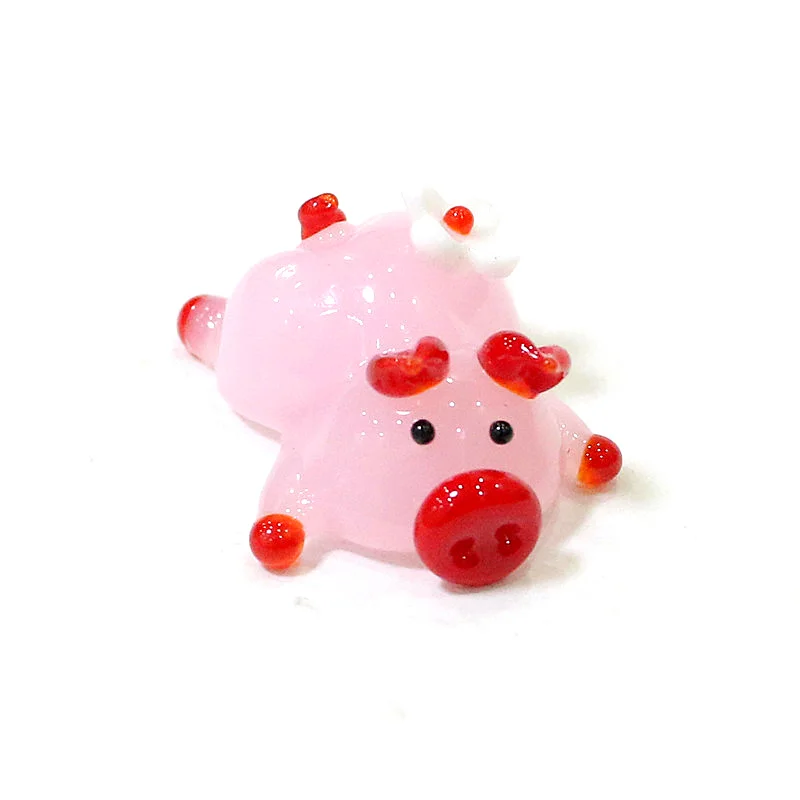 Kawaii Ornaments Cute Glass Pig Mini Figurine Home Table Room Fairy Garden Bonsai Decor Accessories Holiday Party Gifts for Kids