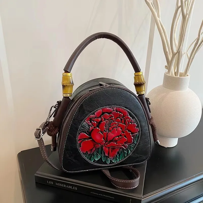 

High Quality Designer Style PU Shoulder & Crossbody Bags Solid Zipper Flower Stylish Design Handbags for Women 2025 Fashion New