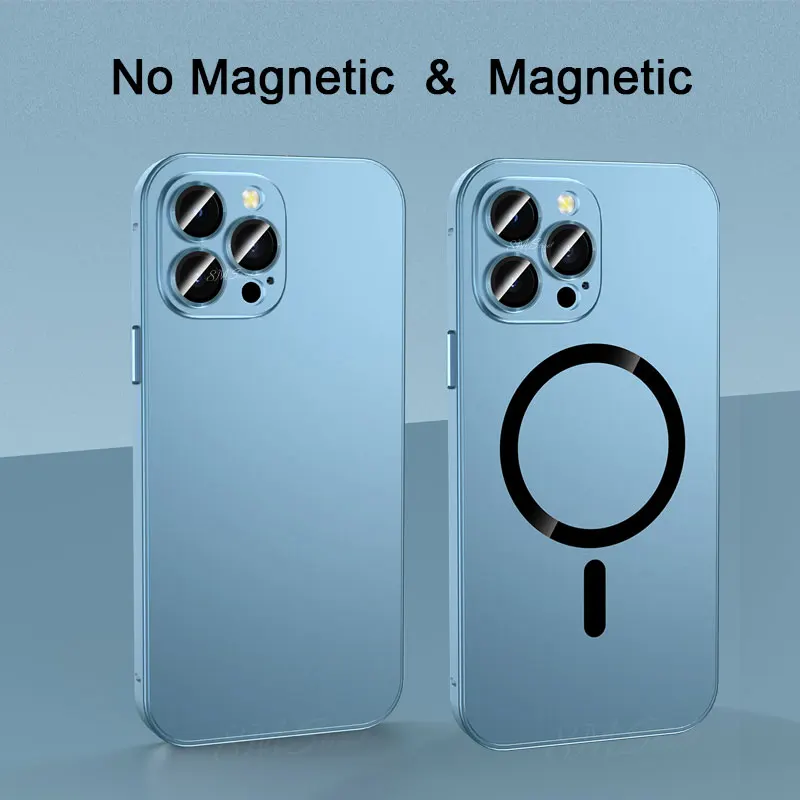 Metalowe etui na telefon iPhone 13 14 15 16 17 18 Pro Max Plus, oryginalny kolor, magnetyczne etui kompatybilne z MagSafe, obudowa z poliwęglanu i aluminium. — zdjęcie produktu 3