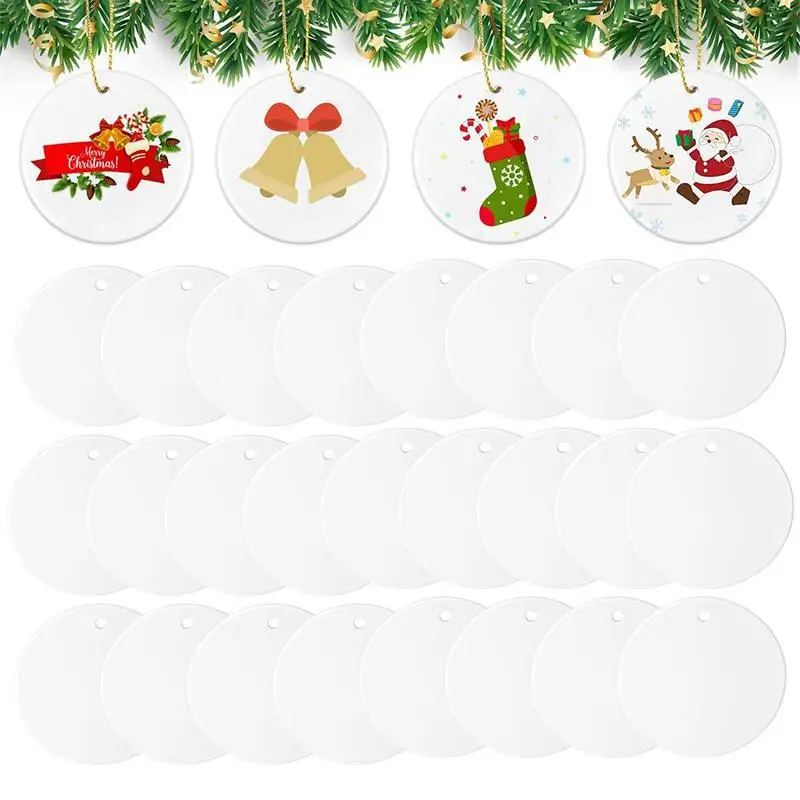 

Christmas Sublimation Ornament Double Sides Round Blank Ceramic Hanging Ornament For Print Christmas Party Decoration Supplies