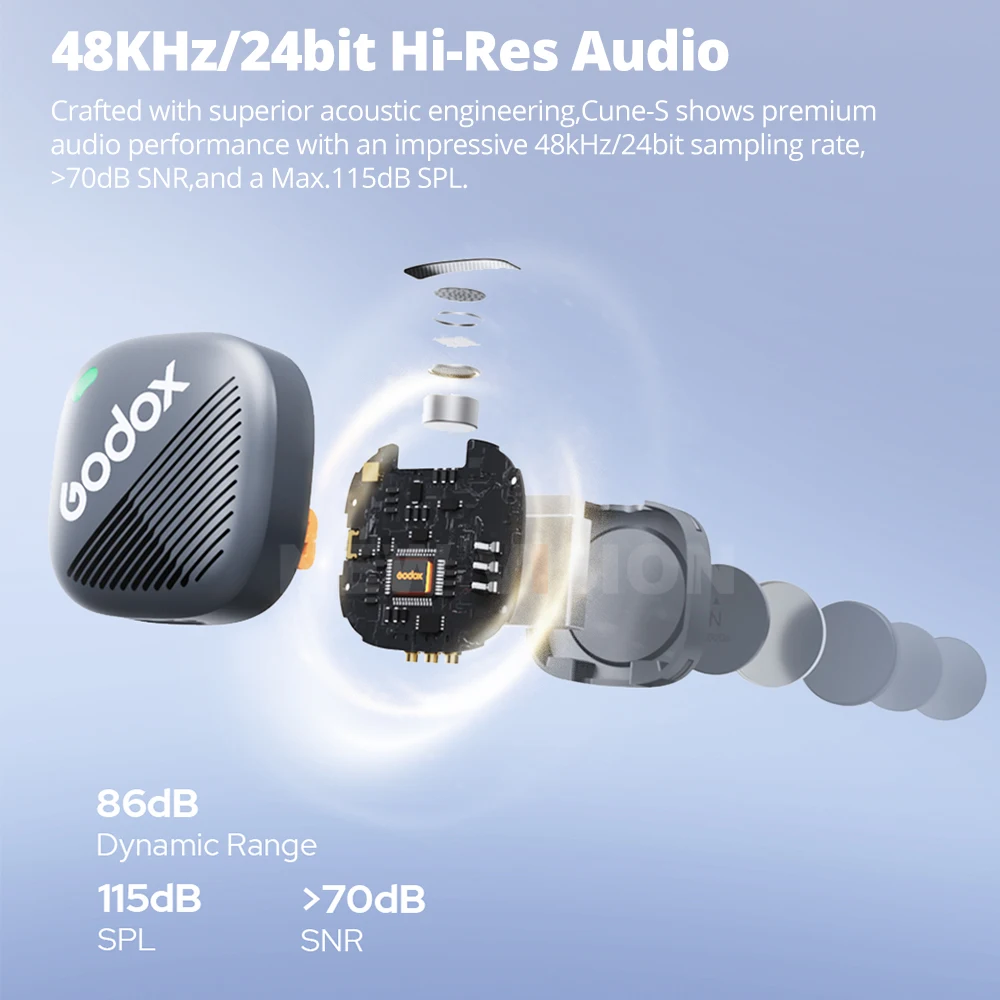 Godox Cube-S 2.4GHz Wireless Microphone System All-New TIme Capsule Design 300M Stable Transmission for Vlogging, Live Streaming
