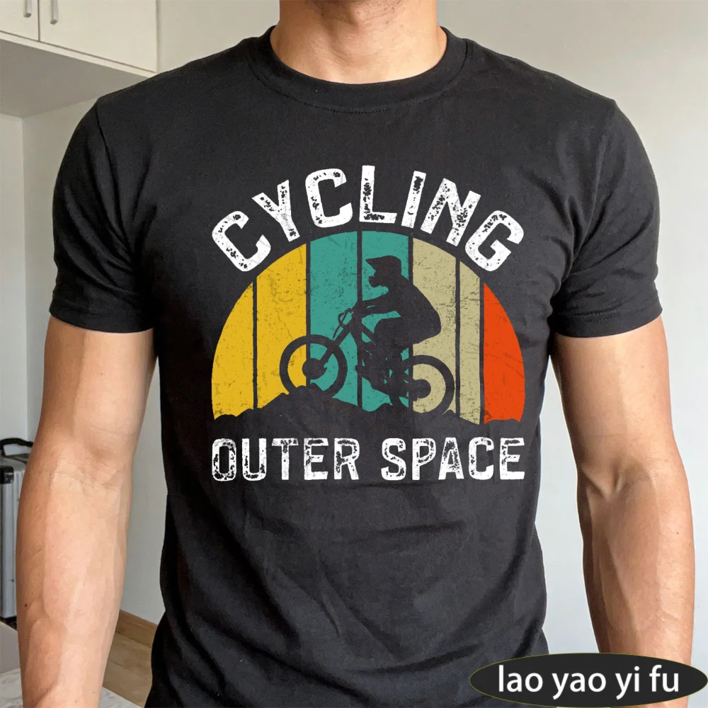 Cycling Outer Space Men T-Shirt Summer Casual Fashion Graphic Tee Bike Lover Outdoor Activity Wear Mens Daily Life Cotton Tops