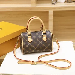 Women's Luxury Handbag 2024 Hot Sale New Korean Versatile Retro Print Boston Pillow Bag One Shoulder Crossbody Bag Totes