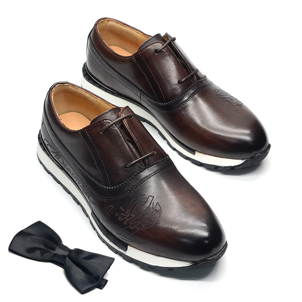 Black Brown Blue Genuine Leather Mens Casual Sneaker Fashion Elegant Man Oxford Shoes Business Office Handmade Male Footwear