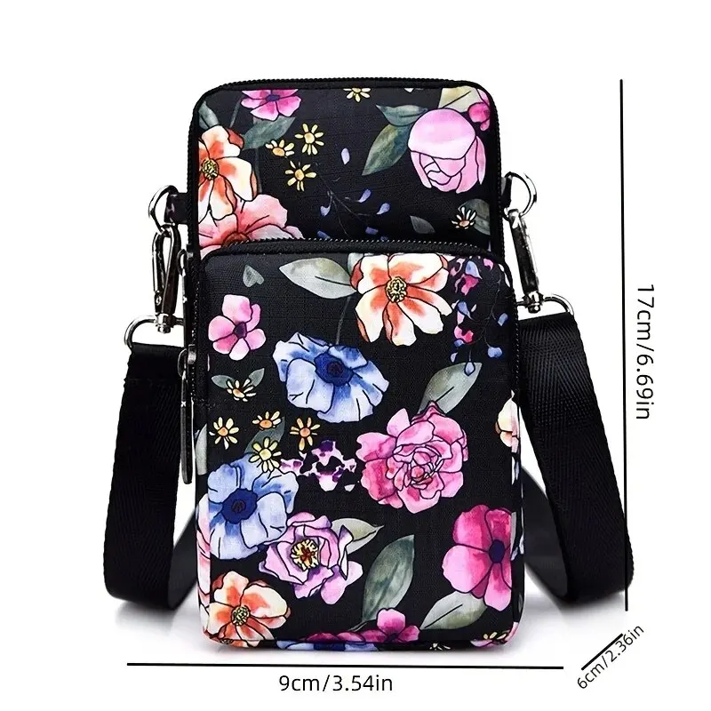 Vintage Floral Pattern Arm Bag Waterproof Sports Phone Purse Casual Travel Outdoor Crossbody Bag Lipstick Pouch