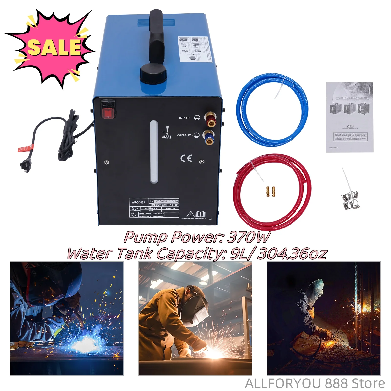 370W Welding Water Cooler with With a strong power water pump Water Tank Capacity 9L