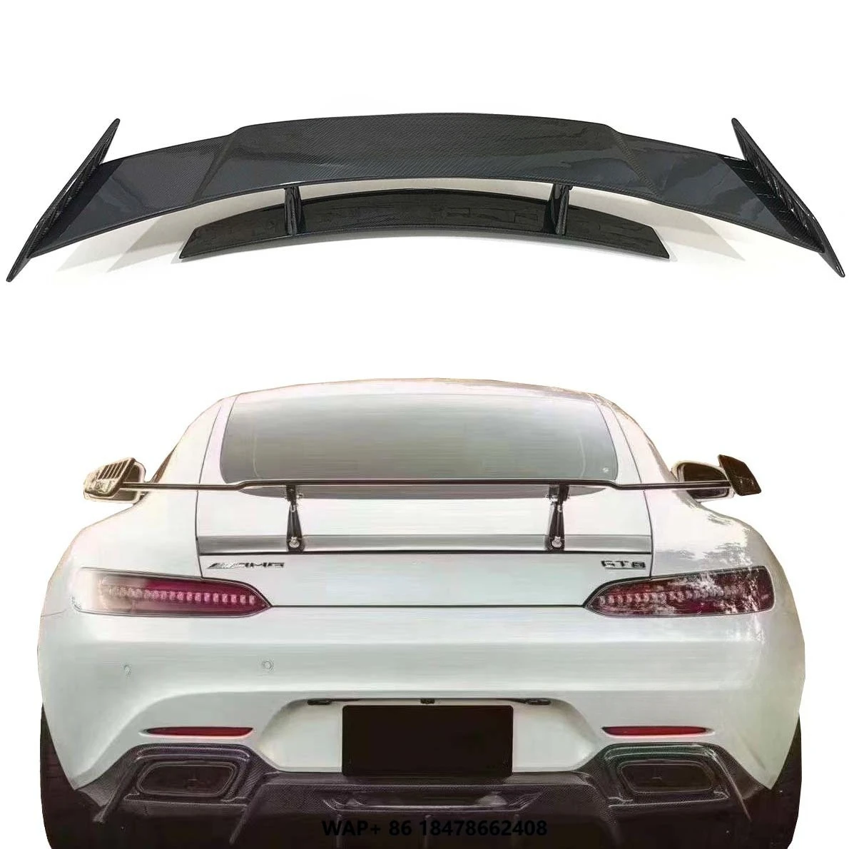 

V Style Carbon Fiber Rear Spoiler for Mercedes Benz AMG GT GTS Double Deck Tail Wing Roof Body Kit