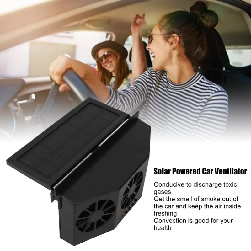 1.5W Solar Powered Car Ventilator 3 Holes Car Exhaust Fan Vehicle Air Circulation Fan Black