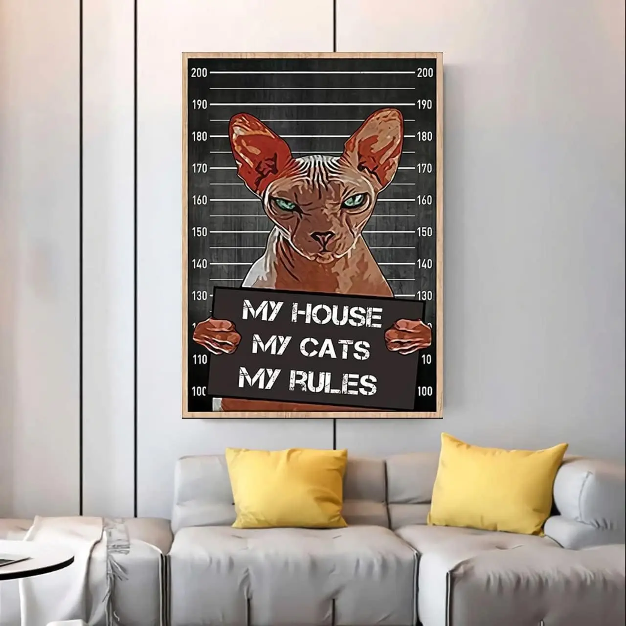 Retro Metal Tin Sign 8 X 12 Inches Prisoner Measure Sphynx Cat My House My Cats My Rules Poster Funny Sphynx Cat Poster Sphynx C