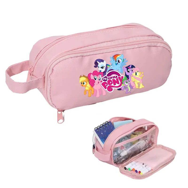 صندوق أقلام ذو سعة كبيرة من My Little Ponys، حامل قلم لطيف، مقلمة أنيمي، هدية للطلاب العودة إلى المدرسة، لوازم مكتبية