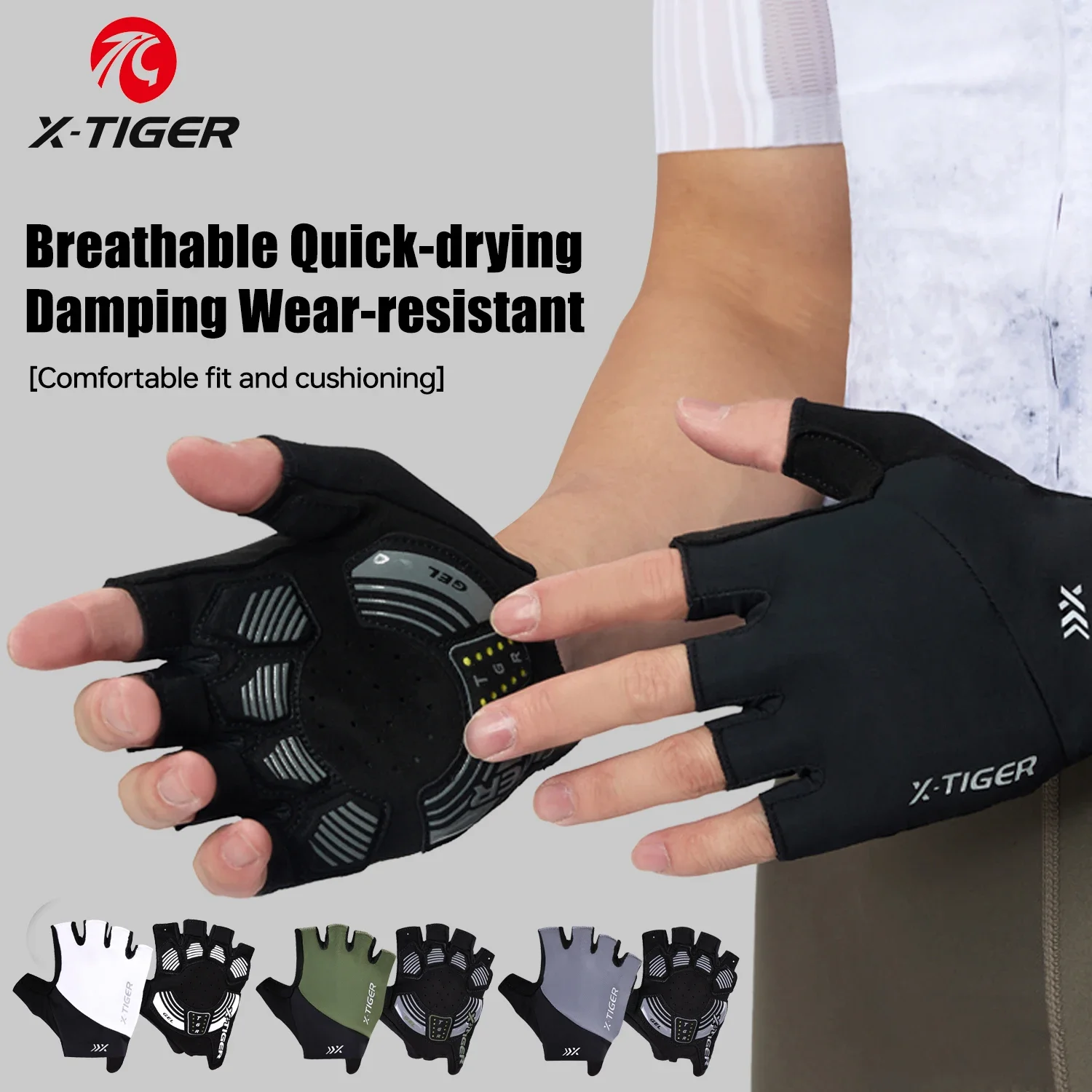 

X-TIGER Men Women Cycling Gloves Breathable Damping MTB Road Bike Special Gloves Non-slip Bicycle Half Finger Gloves