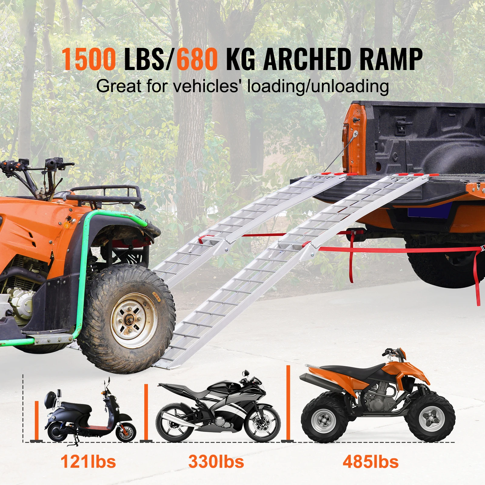 Aluminum Ramps, 1500 lbs Folding Loading Ramps for Pickup Trucks Bed, 89