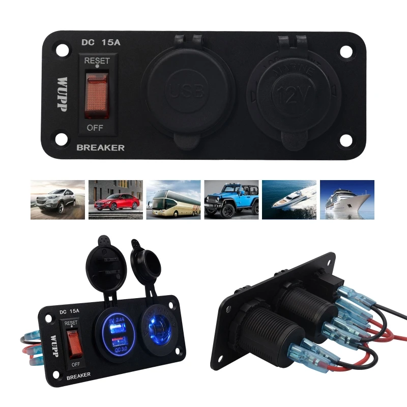 Dropship 3 in 1 Cigarette Socket Quick 12 USB Outlet Panel Prewired