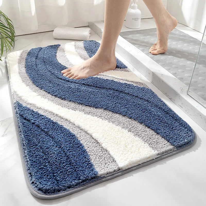 

Bathroom Mat Flocked Quick-Drying Anti-Slip Simple Thicken Large Capacity Absorbent Water Bath Rug Soft Bathtub Side Carpet Mats