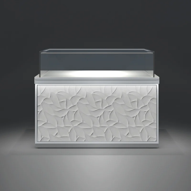 Customized. White Texture Series Transparent Glass Cabinet Jewelry Glasses Watch Toy Valuables Display Cabinet