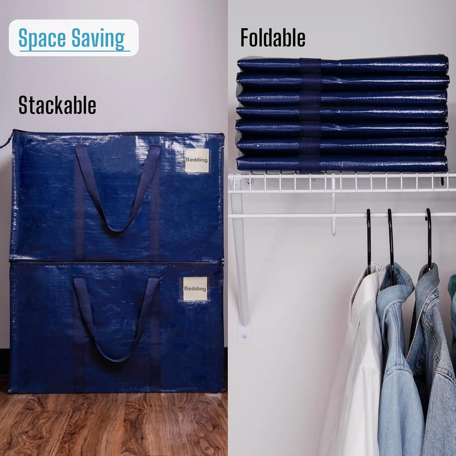 6 Pack Moving Bags, Heavy Duty, Moving Boxes Alternative, Packing Storage Supplies for Dorm Room Essentials  (Blue, 6 Pack)