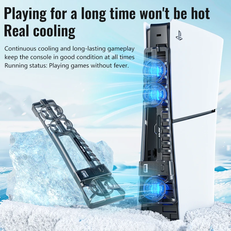 For PS5 SLIM host cooling fan, intelligent temperature control, three adjustable levels, PS5 SLIM rear fan