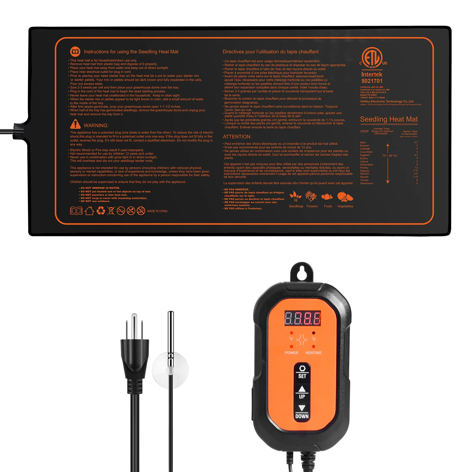 SucceBuy Pack-alfombrilla térmica para plántulas, almohadilla calefactora para plantas hidropónicas cálidas e impermeables con certificación MET para iniciar semillas, jardinería interior