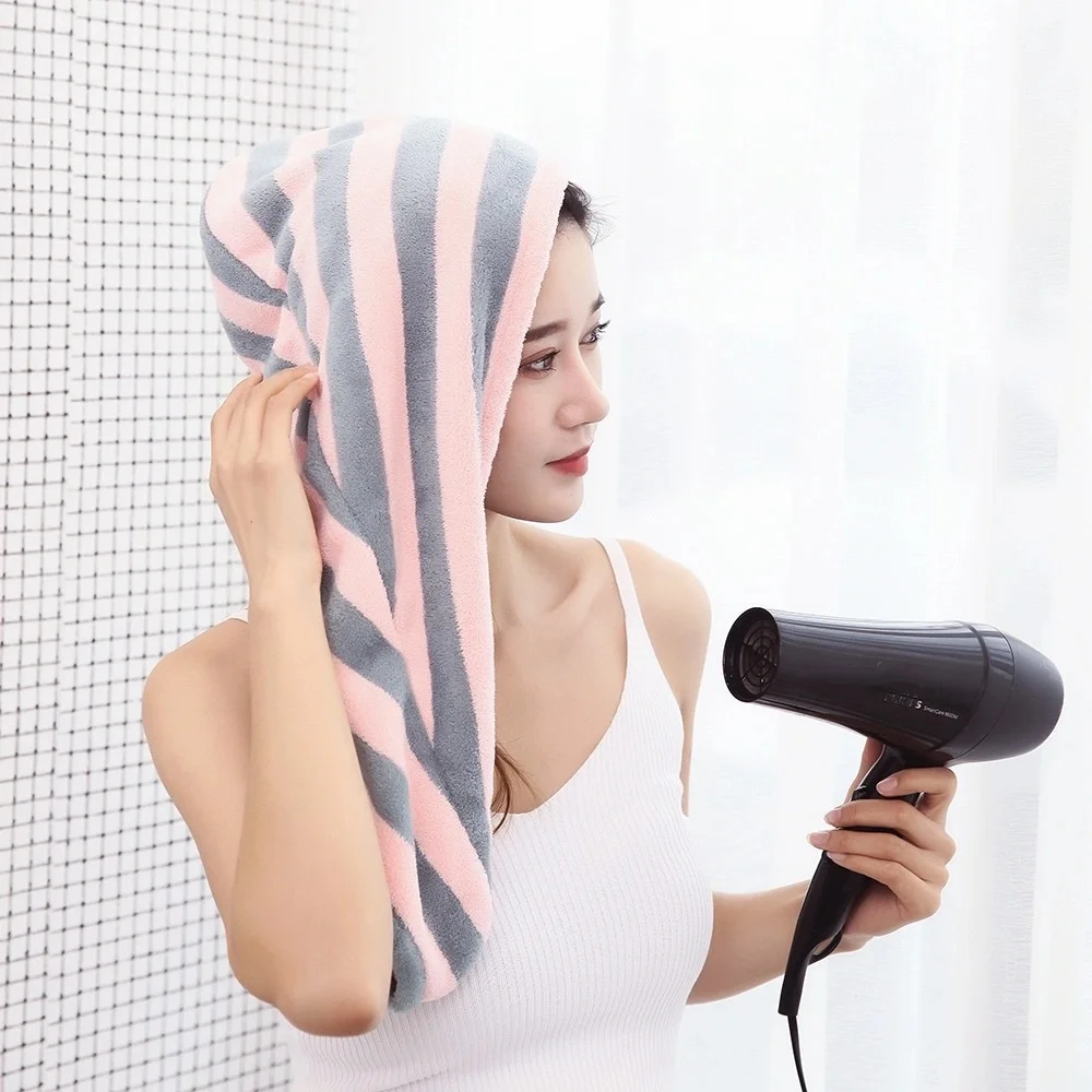 Dry hair cap female long hair adult thickened water absorbent dry hair towel new quick drying lovely bath cap hairbrush towel