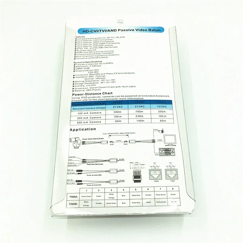 3 and 1 Transmitter, Double Twisted Pair Power Supply /video/ and Audio, HD, TVI / CVI /AHD, Coaxial, RJ45 CCTV Balun, 1 Pair