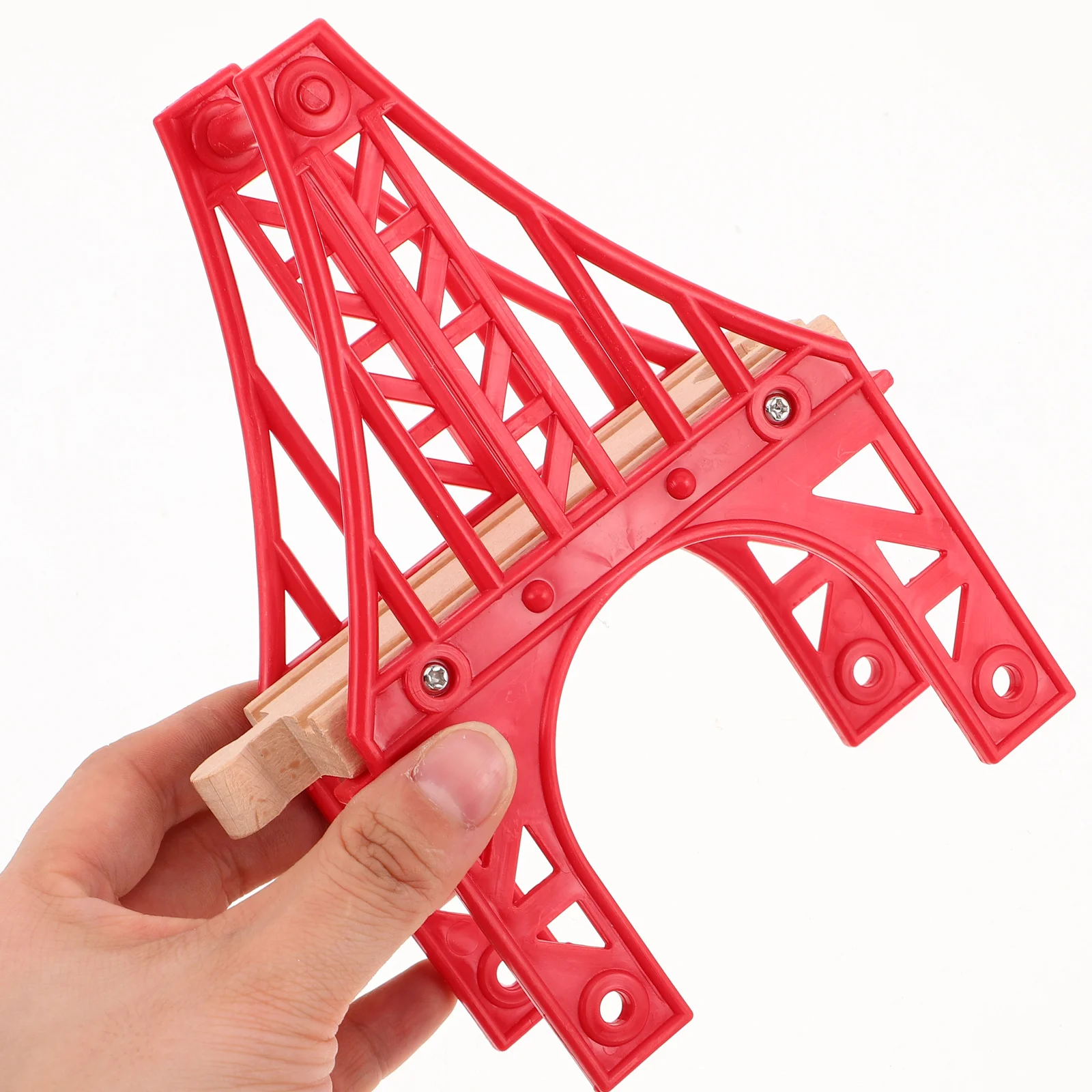 2 قطعة جسر مسار القطار خشبي للسكك الحديدية تعليق جسر المشهد الملحقات تخطيط التوسع للأطفال اللعب متعة التعلم