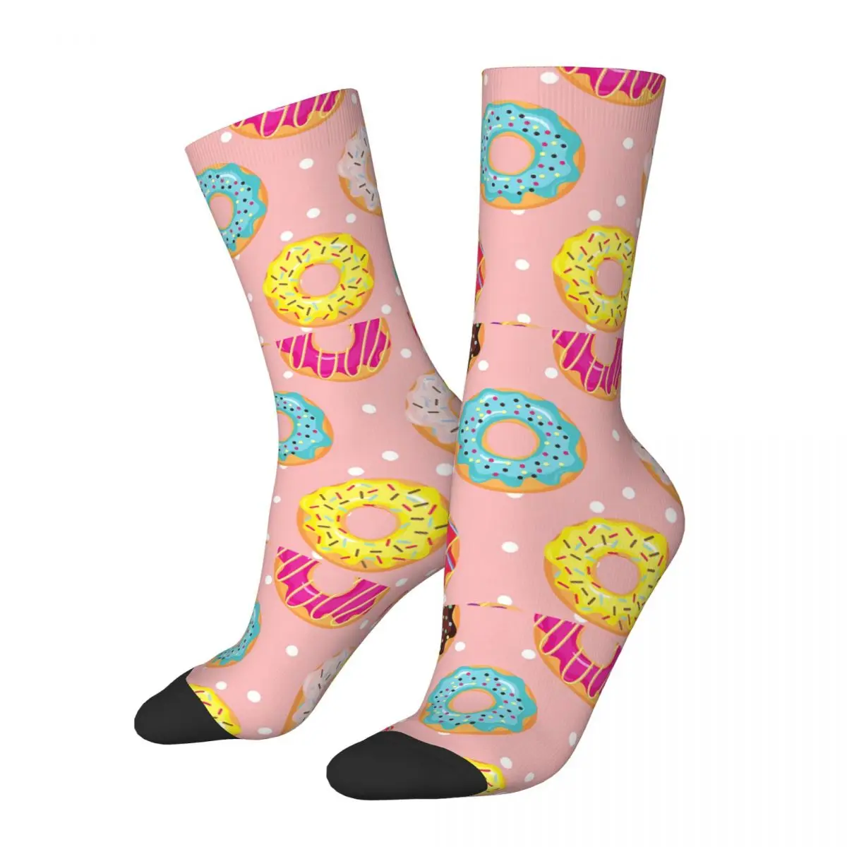 Happy Funny Chocolate Sprinkle Men's Socks Vintage Harajuku Donut Dessert Hip Hop Novelty Pattern Crew Crazy Sock Gift Printed