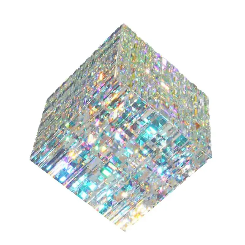 B84B for Colorful Prism Sun Catcher for Cube Glass, Magic Desktop Decoration, Light Refraction Rainbow Maker for Home Office