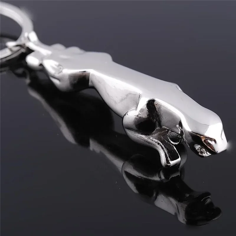 NEW Fashion Car Auto Logo Jaguar Keychain Stylish Alloy Leopard Key Chain Silver Color Animal Sport Key Rings S012