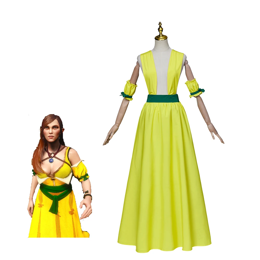 

Game Ida Emean Cosplay Costume Ida Emean Sexy Yellow Hollow Witch Dress Adult Women Halloween Carnival Outfit Suit