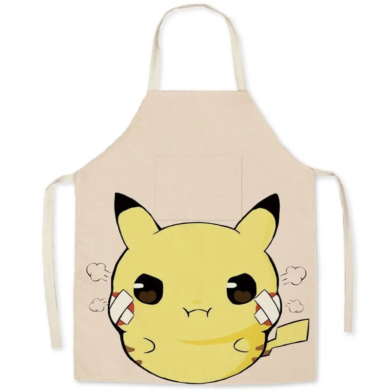 Cute Pikachu Printed Apron Home Kitchen Cooking Baking Apron Sleeveless Waist Parent-child Apron Kawaii Home Decoration