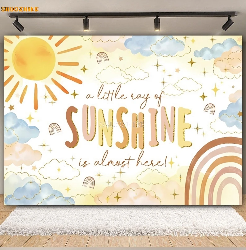 رحلة أولى حول Sun Sunshine Baby 1st عيد ميلاد خلفية كوكب قوس قزح استحمام الطفل التصوير خلفية ديكور استوديو الصور