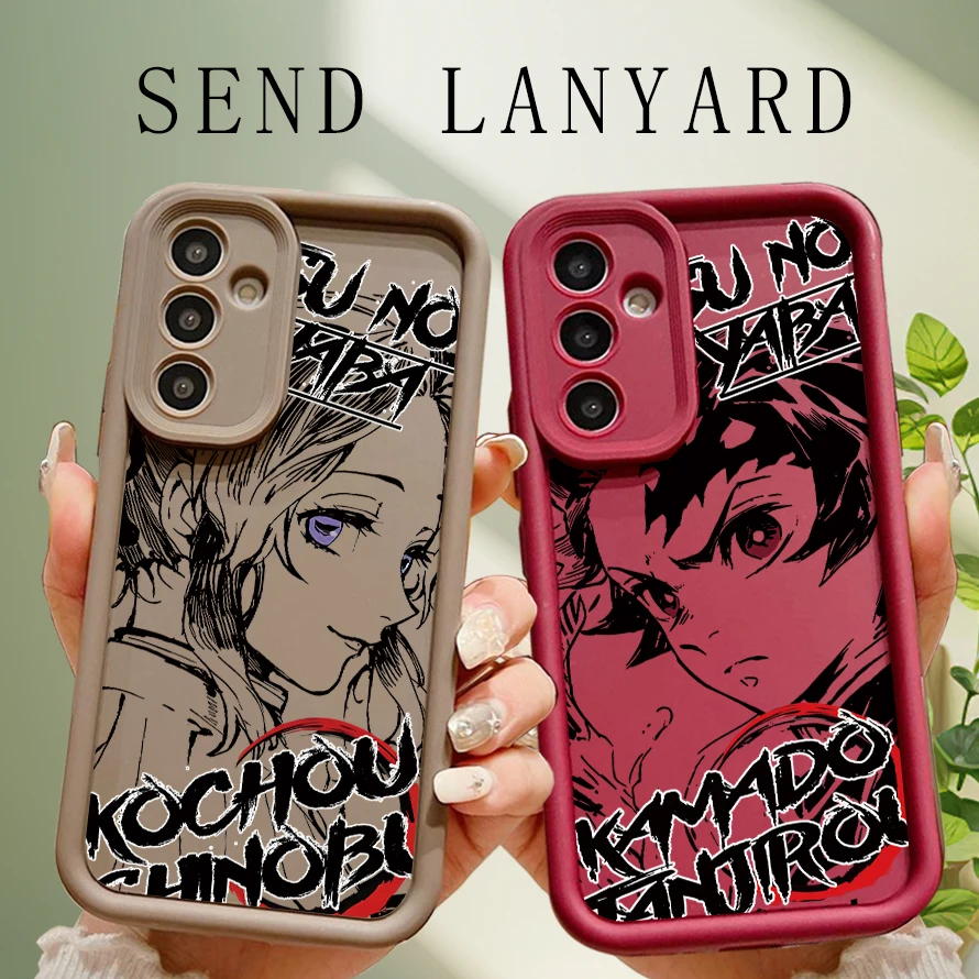 Demon Slayer Kimetsu no Yaiba Cover For OPPO Reno 13F 13 12F 12 11F 11 10 8T 8 7 6 Pro Plus Eyes Ladder Lanyard Soft Phone Case