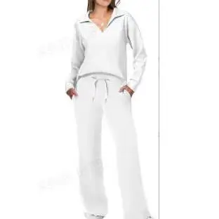 Nieuwe Dames Lange Sve Casual Broek Set Pendelen Herfst Winter Dstring Faion Pure Kleur Lage Taille Paraplu Been Sle