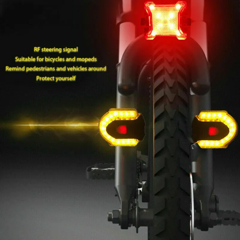 Whole Set Smart Wireless Remote Control Bike Turn Signals Front Rear Light Motorcycle Scooter Cycling Safety Warning LED Lamp