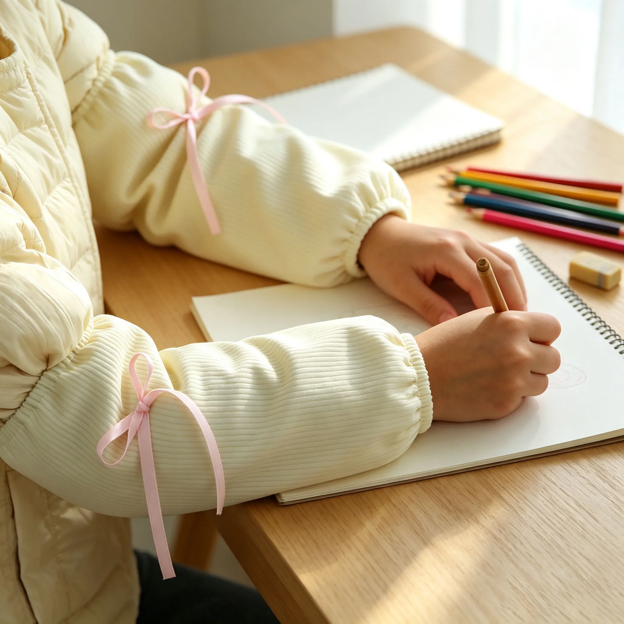 Lightweight Polyester Arm Sleeves with Stain Proof Water Repellent for School Study Daily Wear Housework