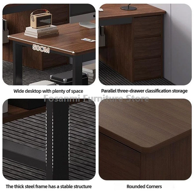 Scrivania per computer a 3 cassetti con ripiano portaoggetti Scrivania moderna per ufficio Tavolo minimalista per PC da scrittura per giochi domestici per studio in camera da letto