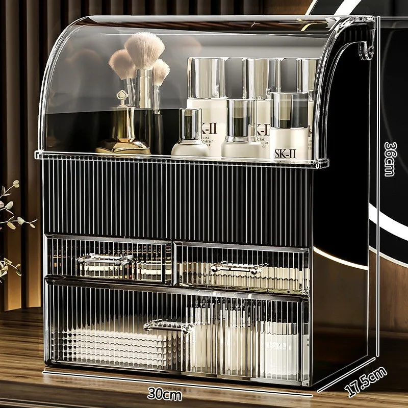 

Cosmetic Storage Box Acrylic Makeup Storage Holders with Dustproof Cover Large Capacity Vanity Perfume & Skincare Display Case