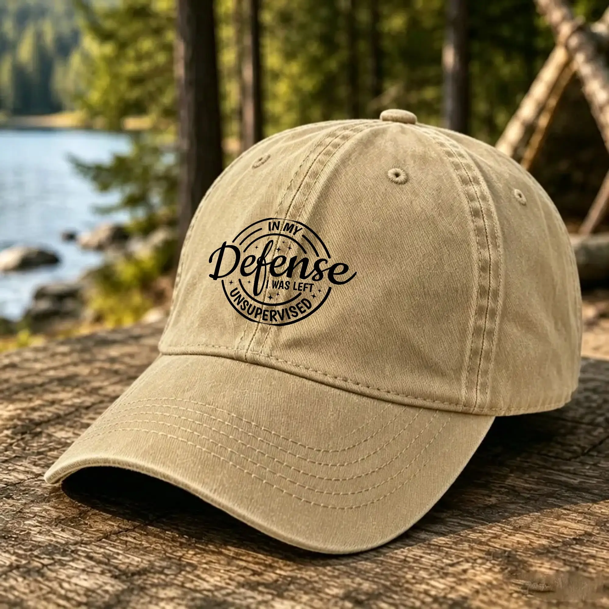 In My Defense I Was Left Unsupervised   Washed Baseball Cap  Casual Sun Hip Hop Hats Summer Unisex Men Outdoor Gym Snapback Cap