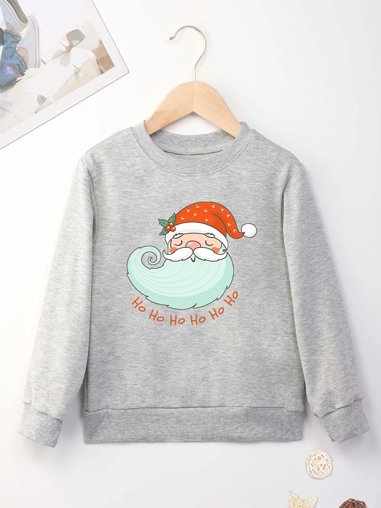 Cute Santa Claus Cartoon Boy Girl Christmas Clothes Red Long Sleeve O-neck Sweatshirt Festival Fashion Home Xmas Kids Hoodie