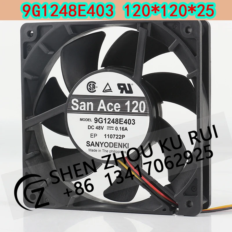 New Sanyo 48V 0.16A 12025 Three-wire Power source Frequency changer 9G1248E403 Cooling fan