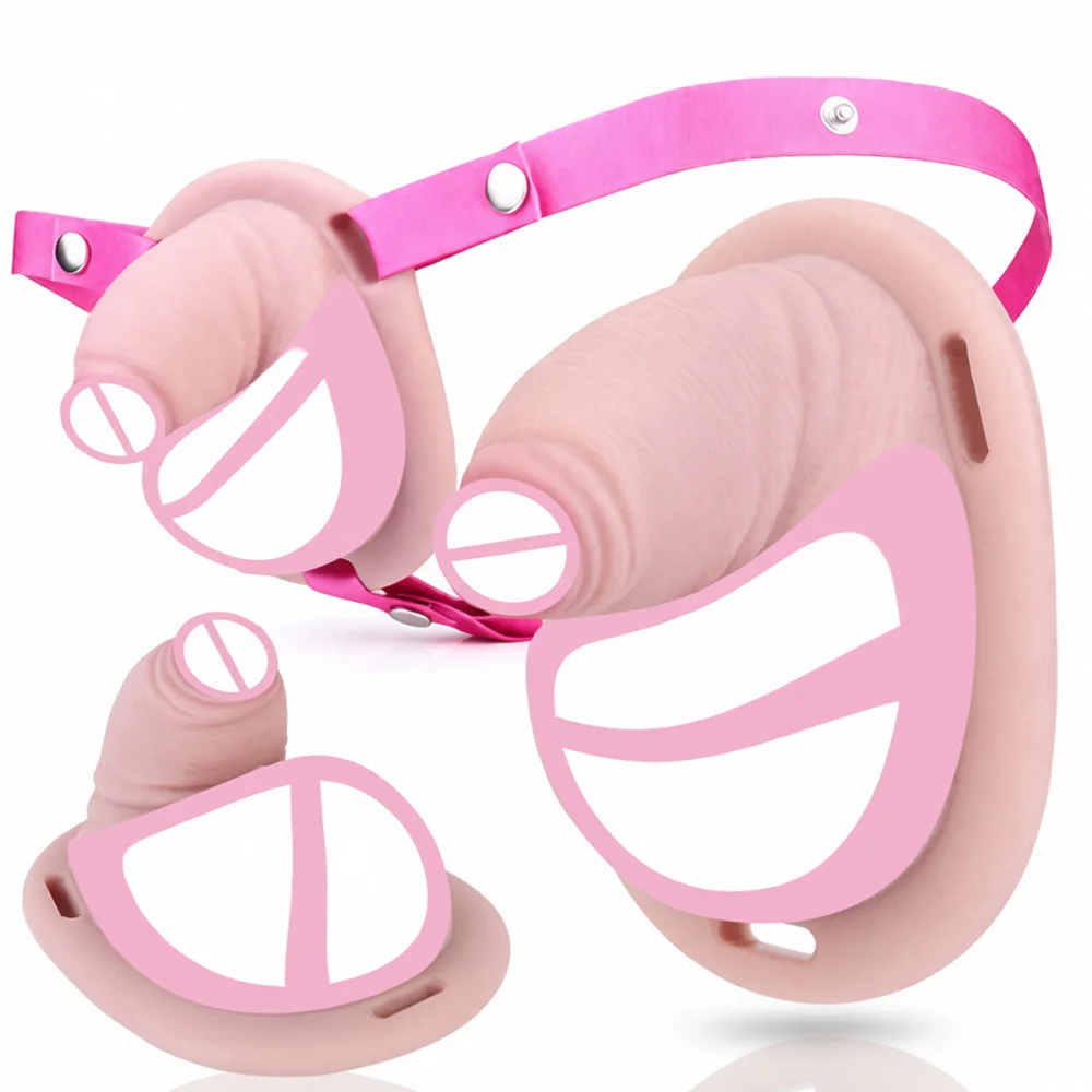 ANOSX Silicone Chastity Cage Soft Penis Cages With Urethral Hole Realistic Dildo Pants Chastity Belt Penis Sleeve Men's Sex Toys