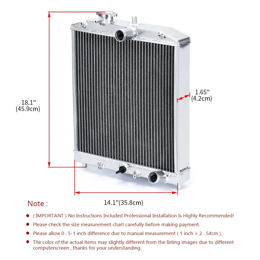 2Row Racing Radiator High performance Car Aluminum Radiator For HONDA CIVIC B18C B16A 32MM IN/OUT MT AT Car Accessories