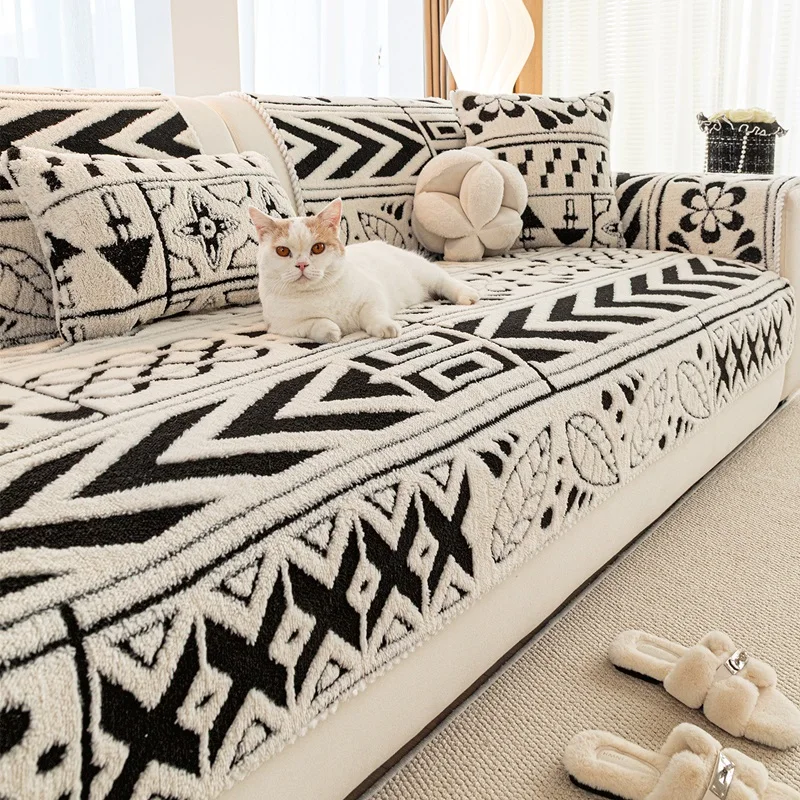 

1PC Velvet Fleece Sofa Cushion Slipcover Winter Warm Couch Mat Cover Dust-proof Non-slip Thicken Sofa Seat Pad Home Decor 방석쿠션