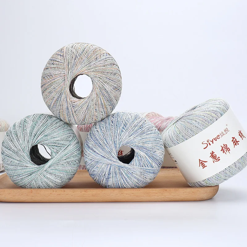 50g Single Strand 0.6MM Cotton And Linen Thread Crochet Knitting Hand-woven Shawl Coat Scarf Material 58% Polyester 18% Cotton