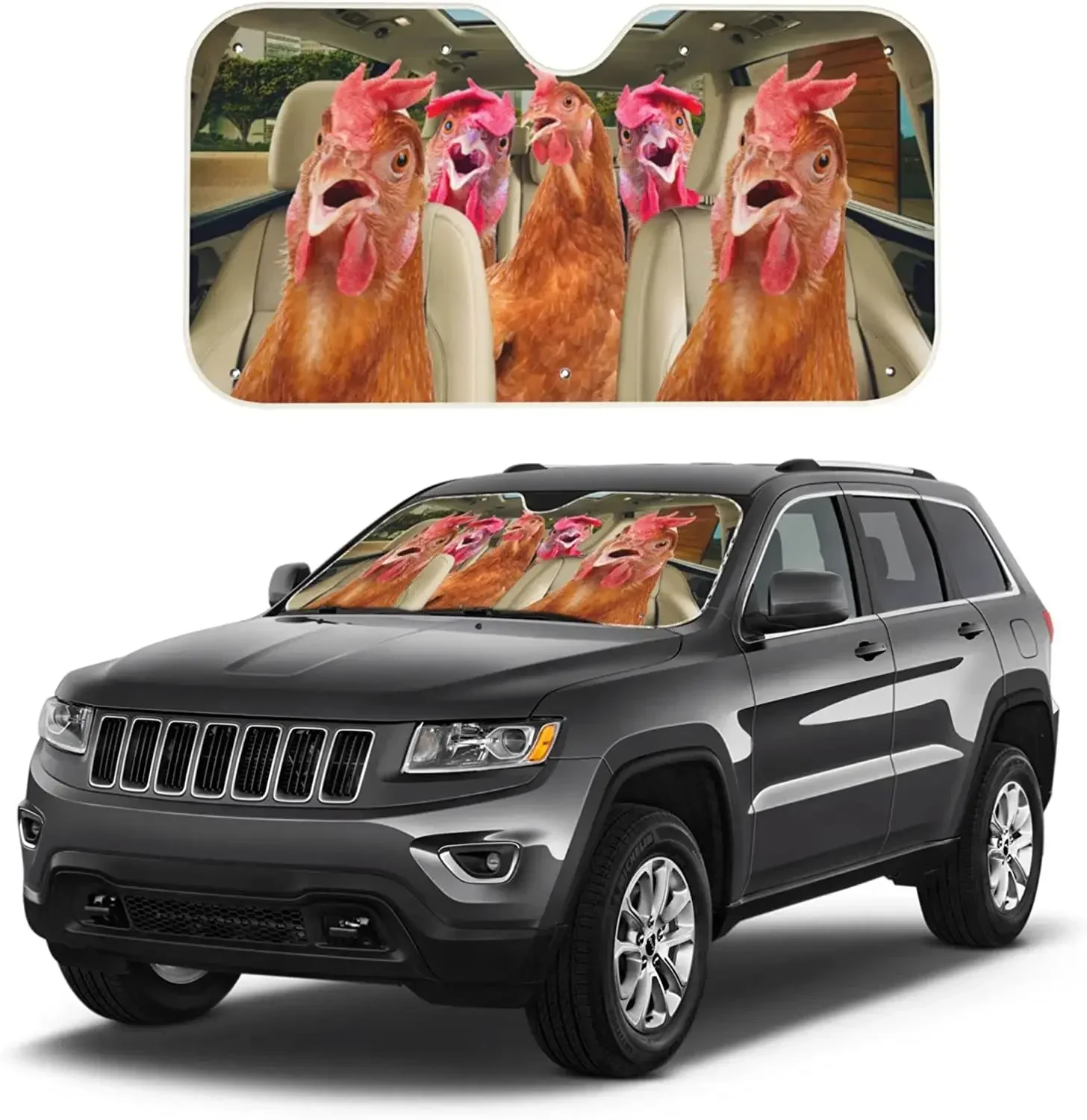 

Chicken Windshield Sha Car Sun Sha For Front Windshield Funny Sunshas Sun Visor Protector Blocks UV Rays Foldable Keep You