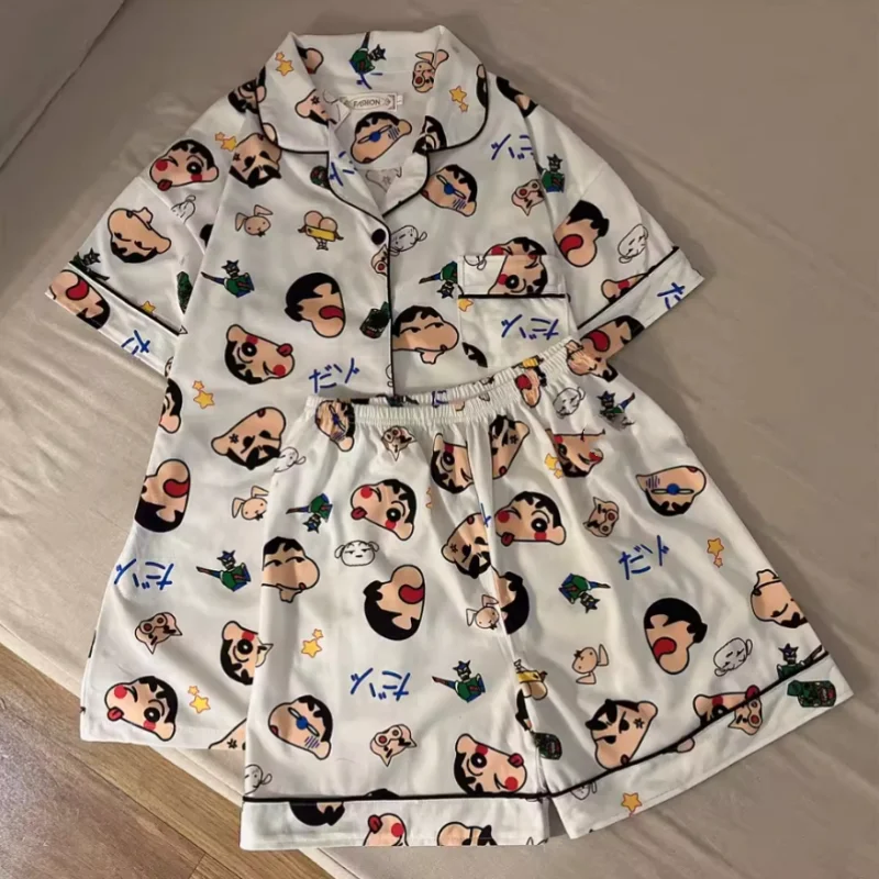 Crayon Shin-chan Cartoon Summer Short Sleeves Cute Home clothes Pajama Set Comfortable And Soft Holiday Gifts For Boys And Girls