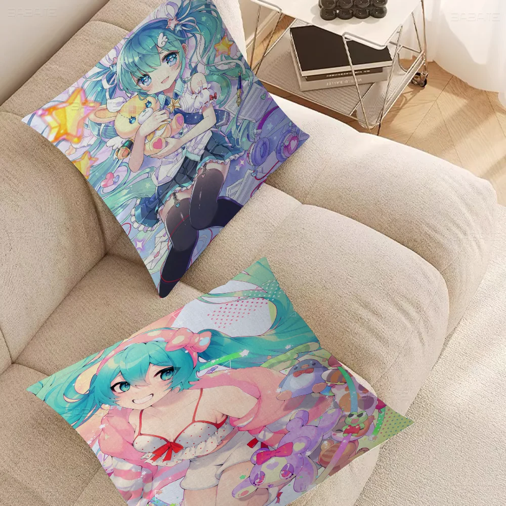 أنيمي H-Hatsunes-M-Miku الفتيات وسادة غطاء الوسادة المخدة غرفة المعيشة أريكة ديكور المنزل حسب الطلب